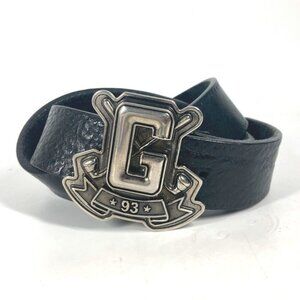 GUCCI 223896 G logo buckle belt Leather Black/Silver